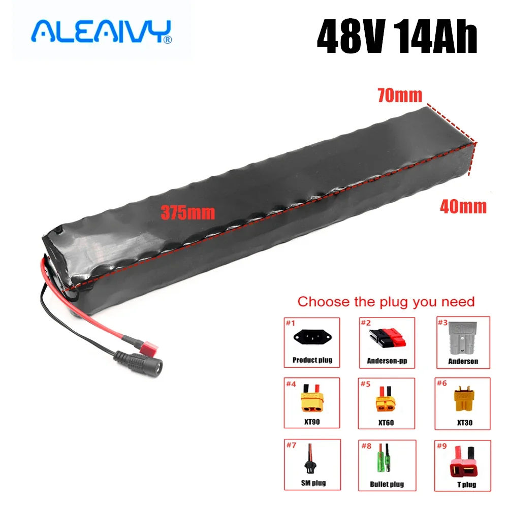 

Aleaivy 48V 13S3P 14Ah Li-Ion Battery Pack for 750w 1000w ebike Electric bicycle Scooter Built-In 20A BMS ebike battery 48v