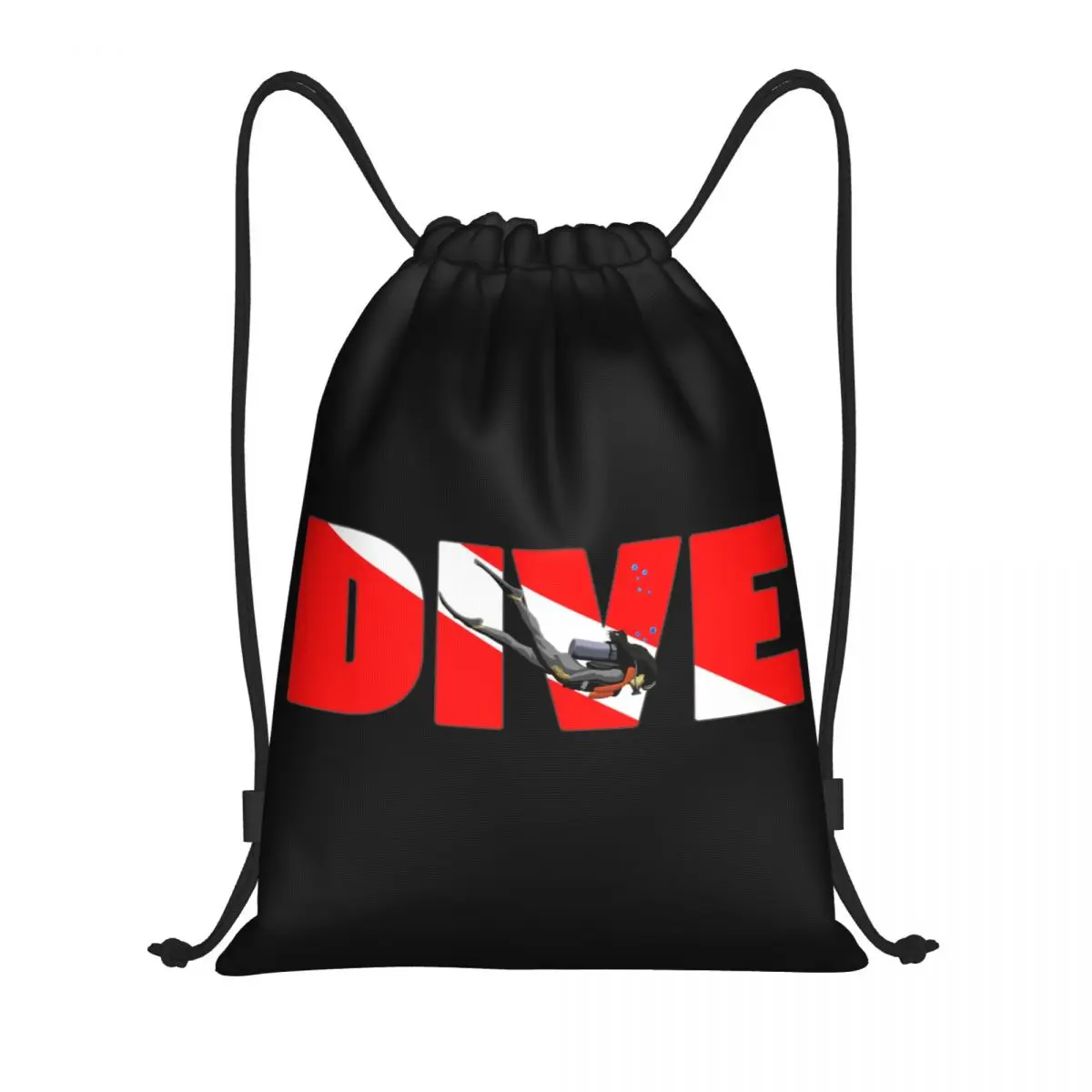 

Custom Scuba Dive Flag And Diver Drawstring Bag Men Women Lightweight Diving Lover Sports Gym Storage Backpack