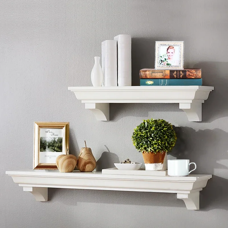 Rustic Wal/l Shelf for Home Decor Solid Wood Wal/ll Rack Retro Wal/l-Mounted Display Board Home Ornaments Organizer