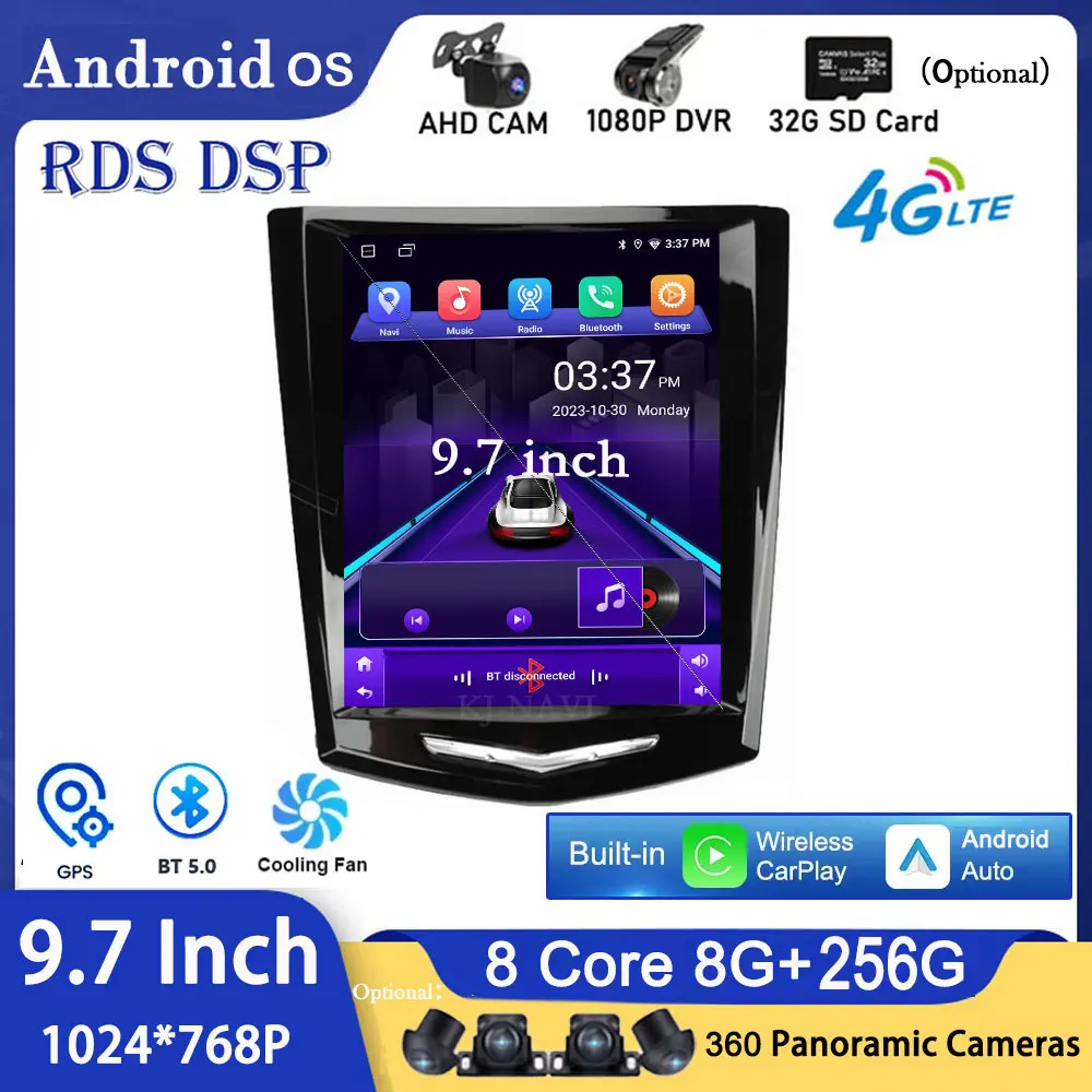 DSP Android 14 For Cadillac ATS XTS CTS SRX 2013 - 2016 Car Radio Car Multimedia Player RDS Video GPS Navigation Carplay RDS