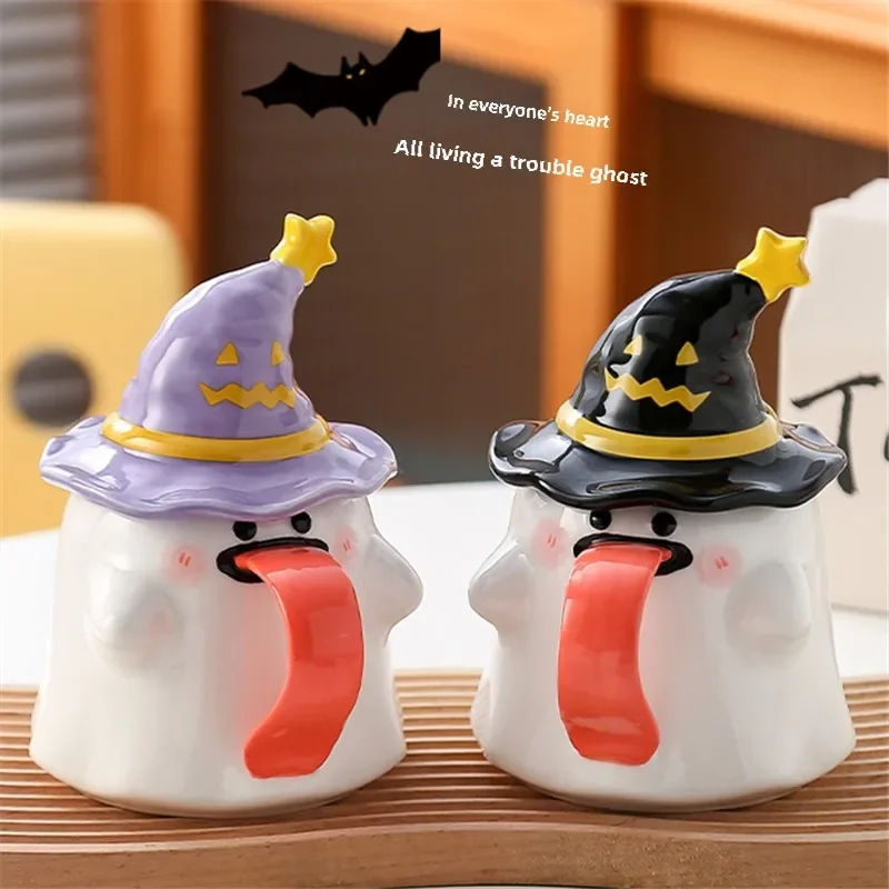 New Cute Ghost Water Cup Genie Ceramic Mug Milk Tea Cups Milk Mugs Afternoon Tea Coffee Cup Breakfast Coffee Mug Halloween Gift