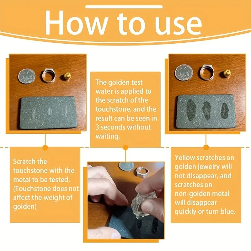 Gold Testing Stone & Acid Solution Kit for 10K/14K/18K/22K/24K Gold, Portable Precious Metal Detector Tool for Jewelry Testing - view 4