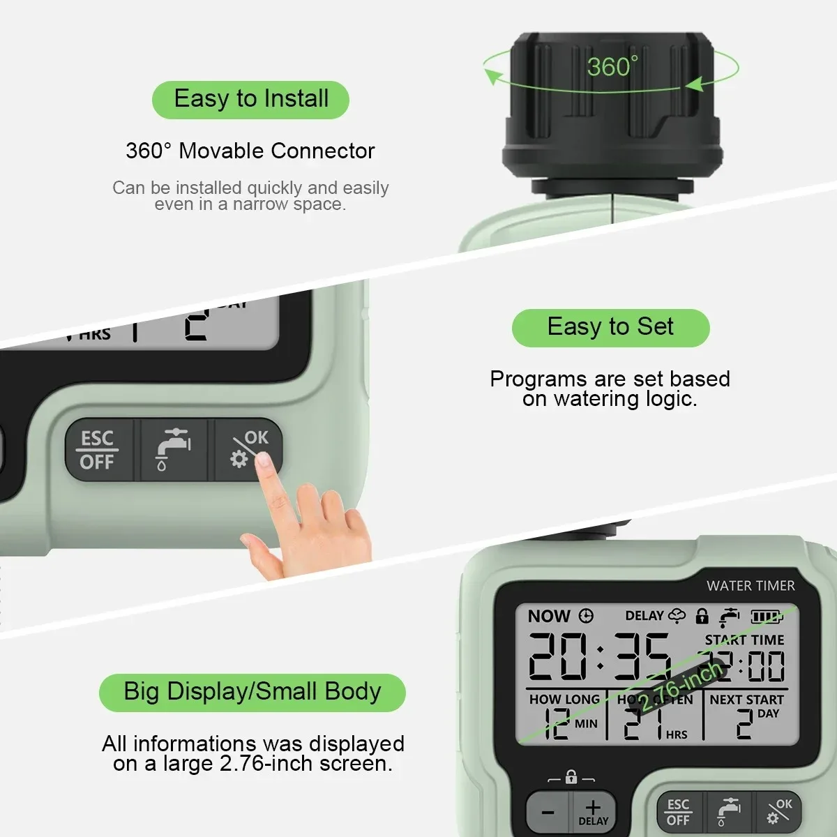 Watering Timer Programmable Garden Outdoor Hose Faucet Water Timer Automatic Watering System Suitable Lawn Digital Irrigation.