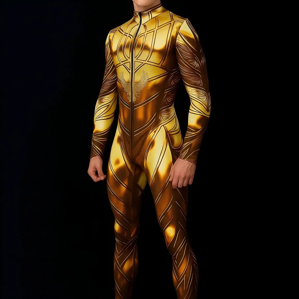 Image of Herren Cyberpunk Mechanische Rüstung Jumpsuit Cooler Krieger Cosplay Bodysuit Muskel-Rüstung Kostüm Halloween Party Performance Eng Anliegend