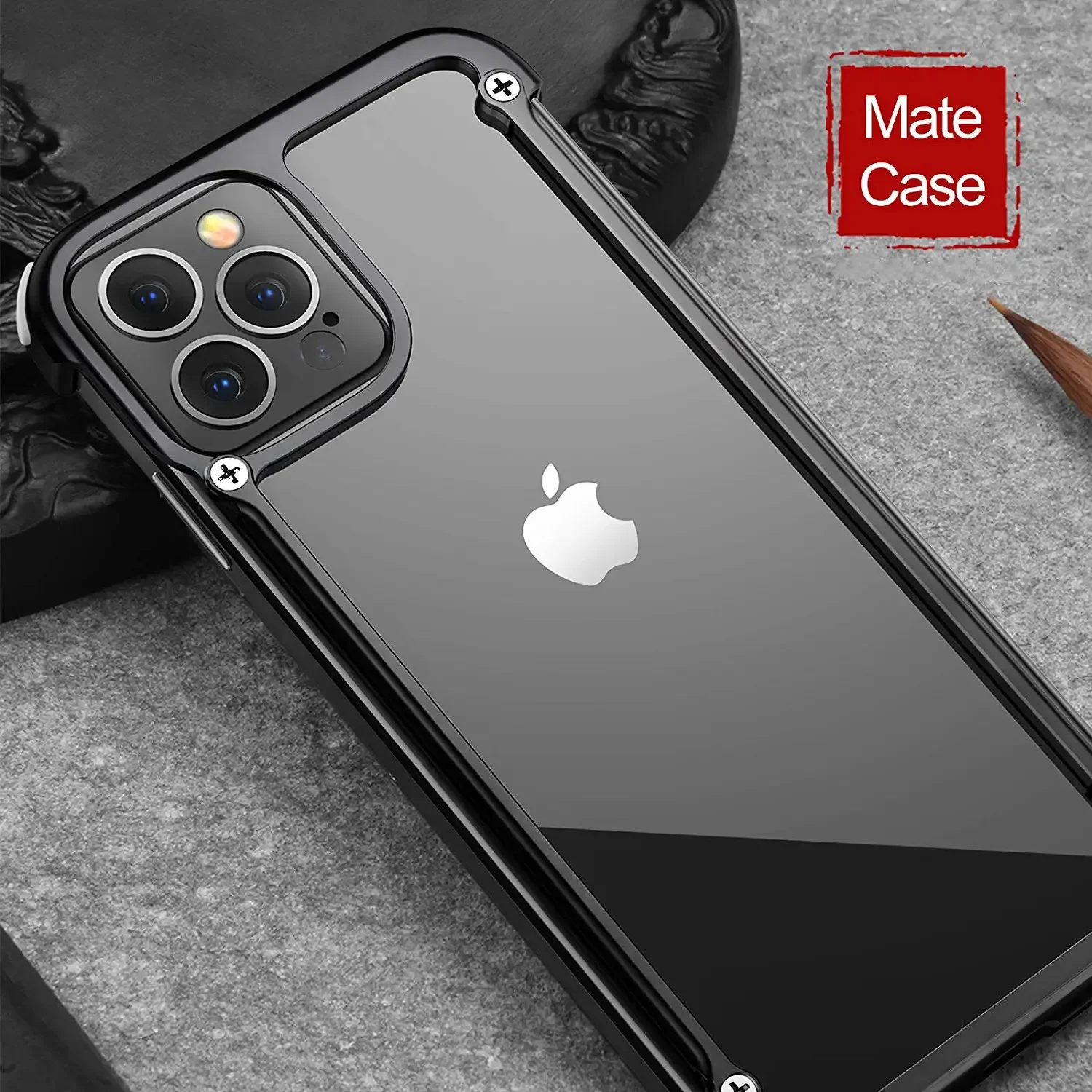 

Oatsbasf Metal Phone Case for iPhone 14/14 Pro/14 Plus Magnetic Shockproof Phone Cover Cool Bumper Utral-Thin Simple Corner Case