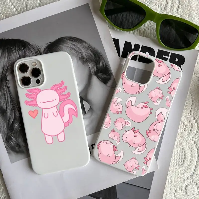 Axolotl lovely cartoon Phone Case Candy Color for iPhone 14 11 12 13 mini pro X XS XR MAX Plus