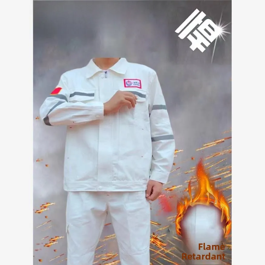 

Pure Cotton Anti-Flame Workwear Suit for Welding Men's Thermal Protection Clothing Nine-Piece Set with Zipper And Long Sves