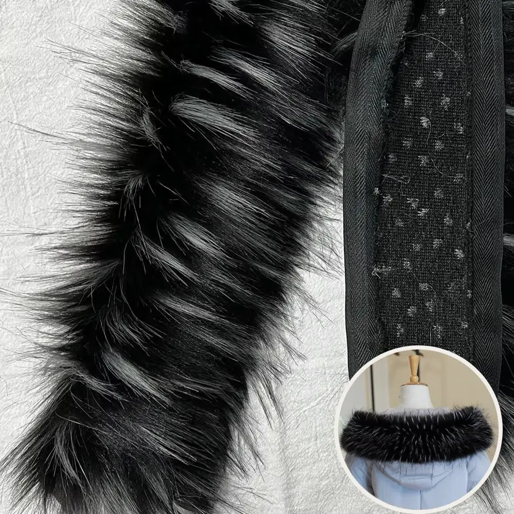 Fashion 1M Big Fur Collar Imitation Raccoon Clothing Accessories Artificial Fur Stripe Decoration DIY Fluffy Trim