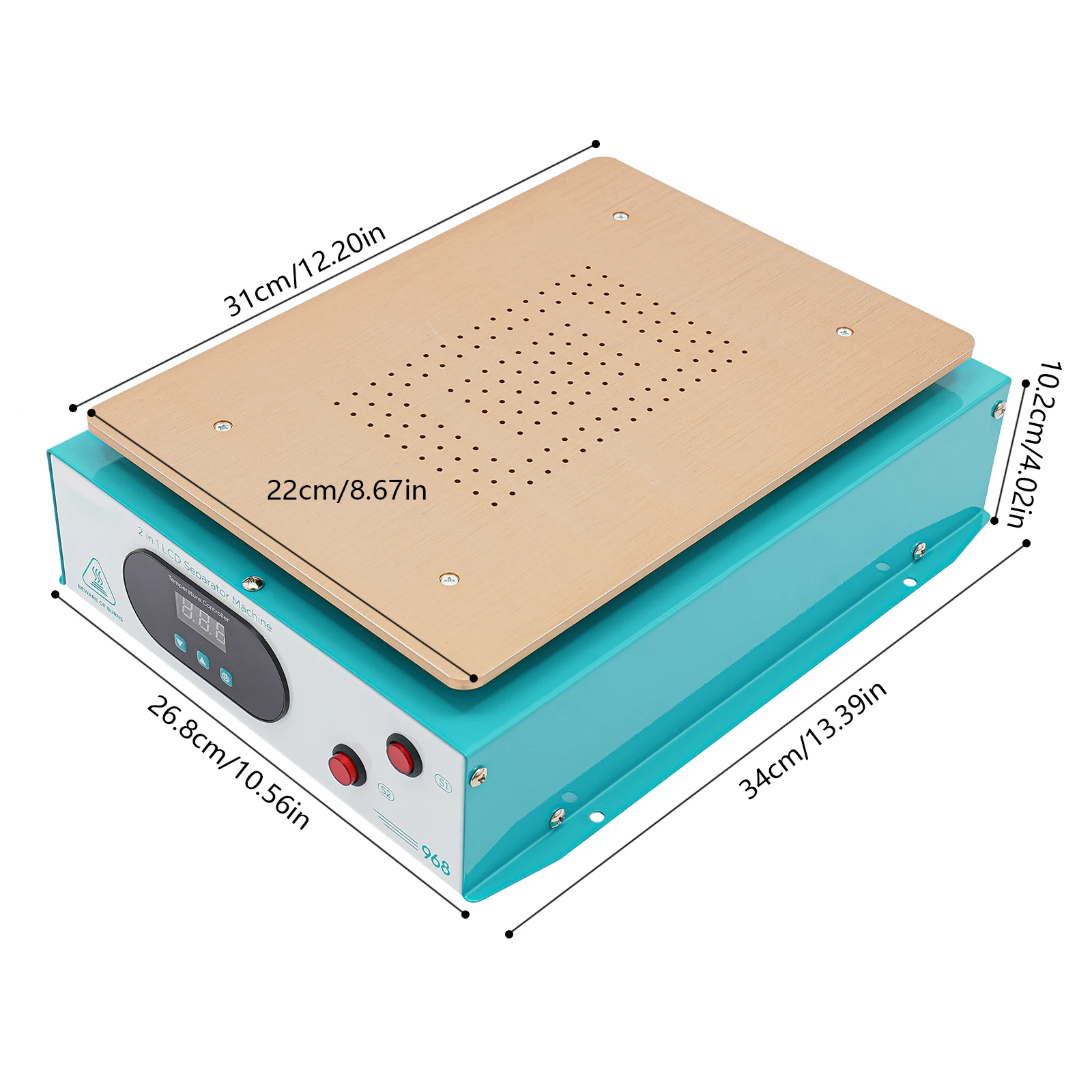 UY-968 Macchina separatore schermo LCD sottovuoto con pompa incorporata da 600 W, macchina per la riparazione dello schermo del telefono per telefoni cellulari da 14 pollici