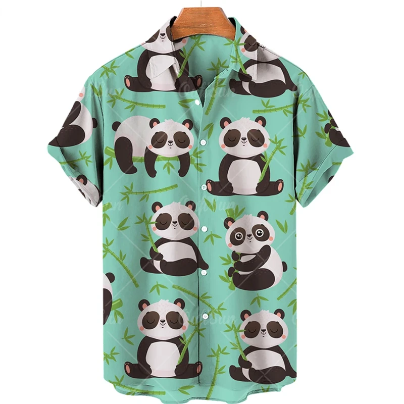 

Kawaii Panda Hawaiian Shirts 3d Print Men Womens Clothes Summer Beach Short Sleeve Blouse Fashion Streetwear Lapel Camisa Male