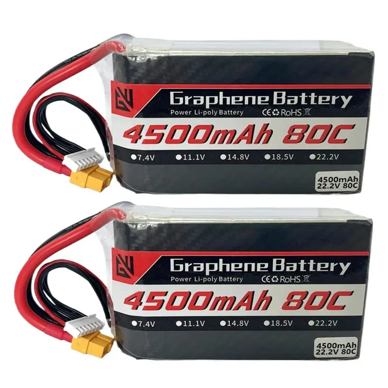 Model Aircraft Battery 6S 22.2V Lipo Battery 4500mah 80C XT60 T Deans XT90 EC5 RC Car Airplane Heli Parts