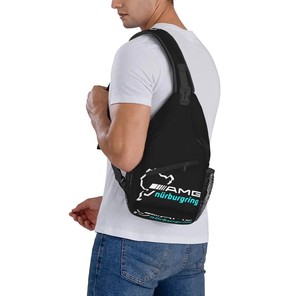 AMGs Nurburgring Nordschleife Sling Bags Chest Crossbody Shoulder Backpack Travel Hiking Daypacks Pattern Bag