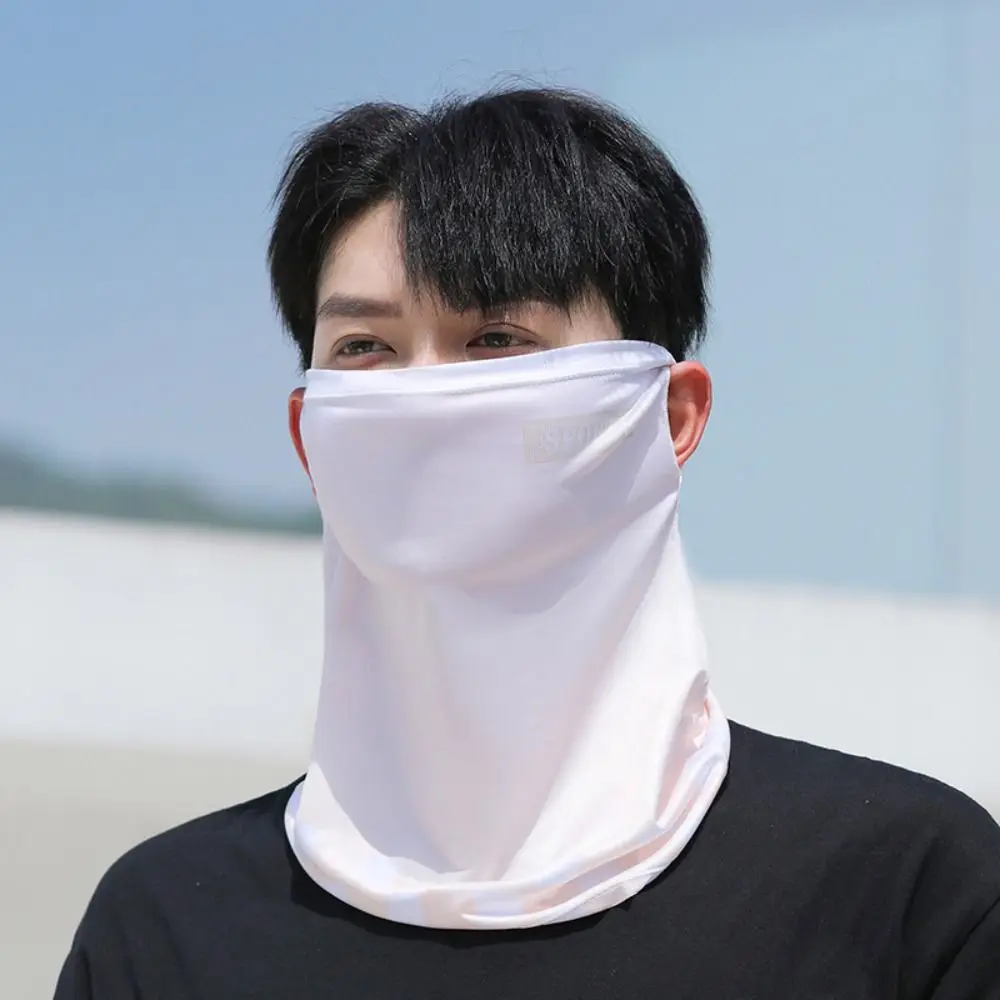 Stripe Summer Sunscreen Face Veil Gradient Letter Ice Silk Neckline Face Gini Mask Face Cover With Neck Flap