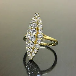 CAOSHI Gorgeous Marquise Shape Finger Ring Female Fashion Engagement Jewelry with Bright Zirconia Luxury Gold Color Accessories