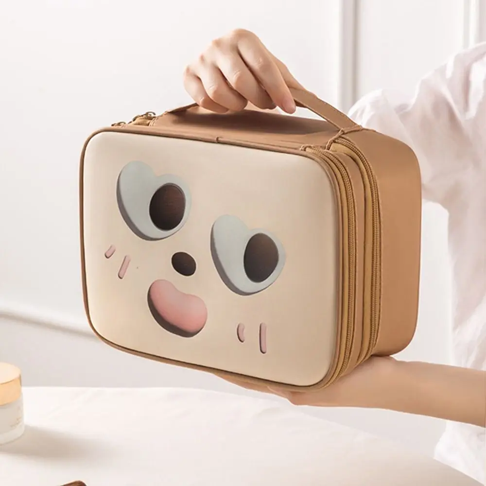 

Comfortable Handle Cartoon Pattern Makeup Bag Large Capacity Waterproof Women's Cosmetics Handbag Adjustable Single/Double Layer