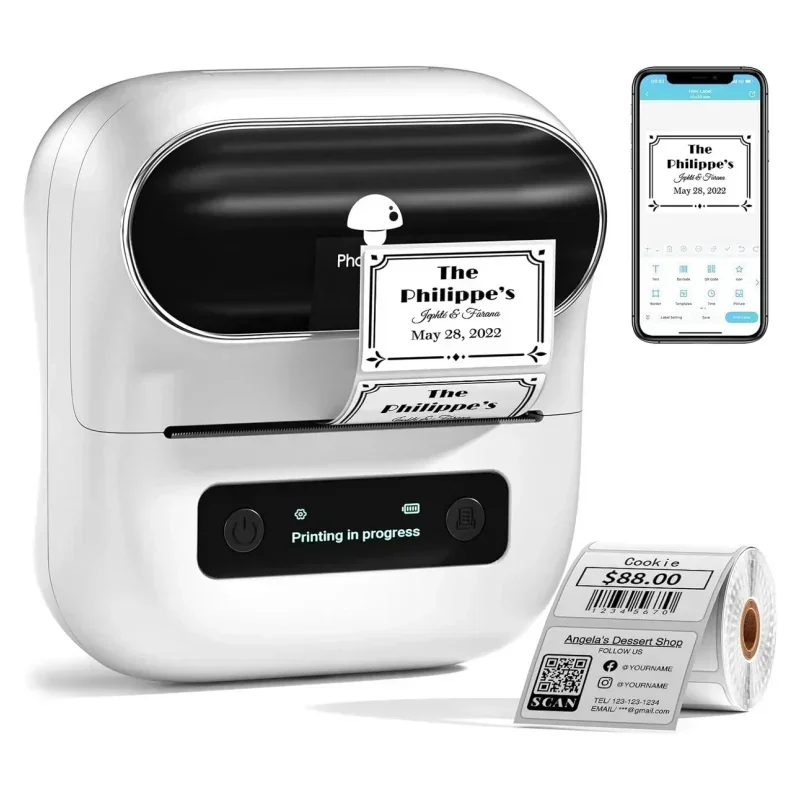 Phomemo M220 Bluetooth Portable Thermal Business Label Maker 203dpi Inkless Printing Ideal for Stores Supermarkets Offices