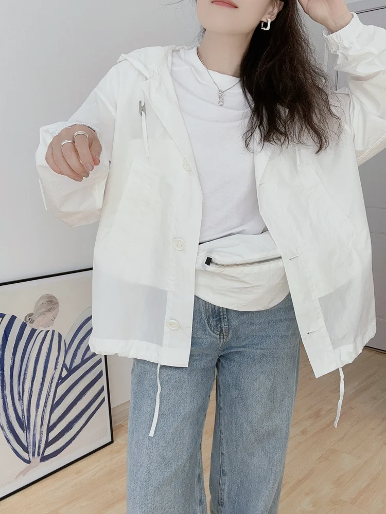 

Spring Universal ort Thin Women's Jaet Hooded Loose UV Protection Coat Sli Top Casual Windbreaker Outerwear