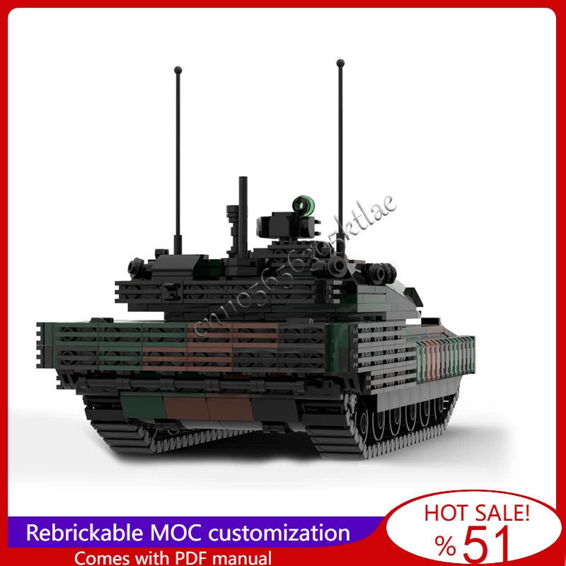 1031 Elementów MOC Personalizowany Model Czołgu Głównego Czwartej Generacji Serii Battle, Zrób To Sam, Edukacyjny, Kreatywny Zestaw Zabawek dla Dzieci, Prezent na Boże Narodzenie