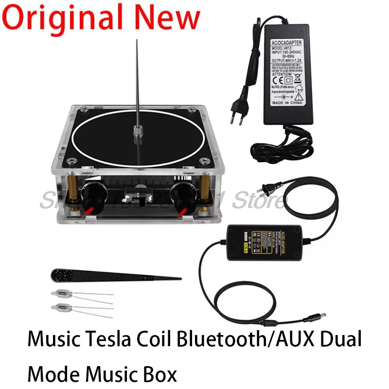 Music Tesla Coil Bluetooth/AUX Dual Mode Music Box Artificial Lightning Touchable Audio Input Bluetooth Science Experiments