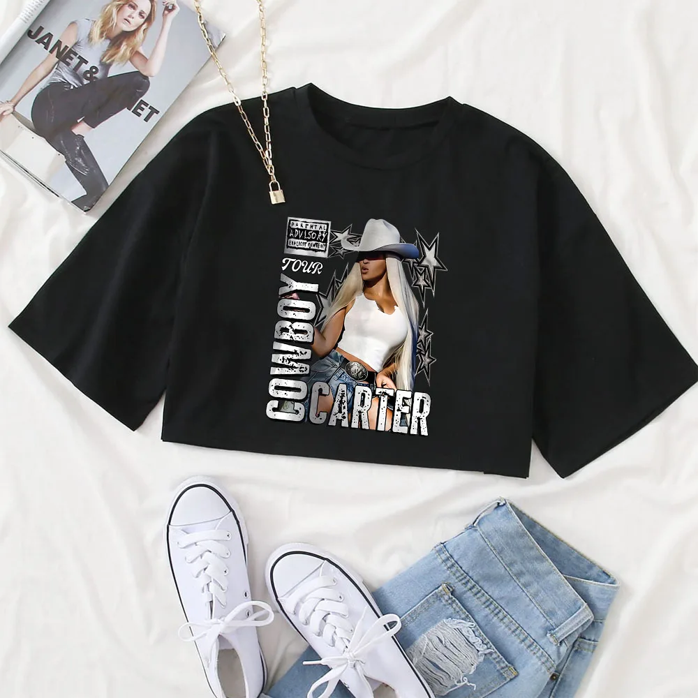 

Рубашка Beyonce Cowboy Carter Tour 2025 для девочек, модный повседневный женский сексуальный укороченный топ Y2K