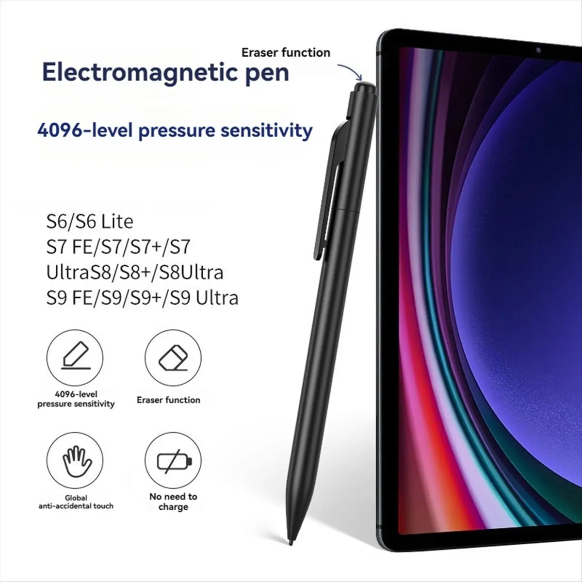 AA86 4096 Pressure Slim Pen Stylus Pen Graphic Pen Tip Stylus Pen for Samsung Wacom ReMarkable1 Microsoft Surface Pro White