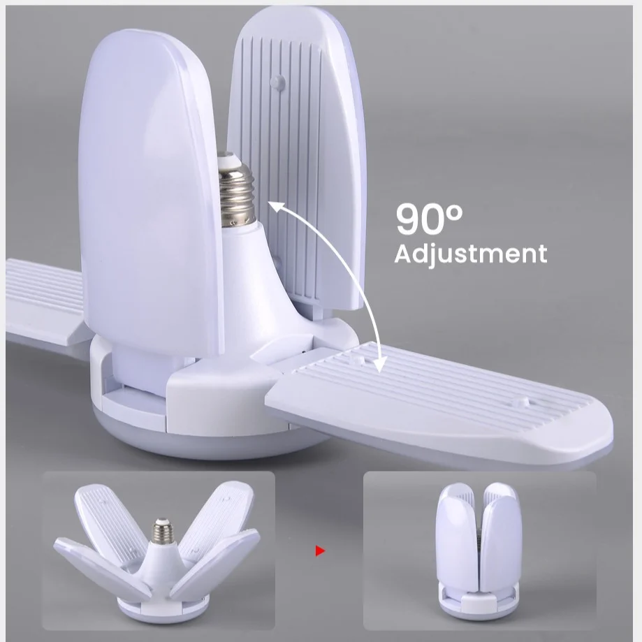 

E27 Foldable Deformable LED Fan Bulb 6500K High Bright Garage Ceiling Light AC110V 220V For Warehouse Basement Workshop Indoor