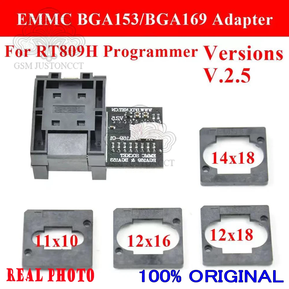 Oryginalny adapter gniazda BGA169 / BGA153 EMMC, wersja V2.3 i V2.5, wraz z 5 sztukami obudowy BGA, przeznaczony do programatora RT809H. Najwyższa jakość. — zdjęcie produktu 3