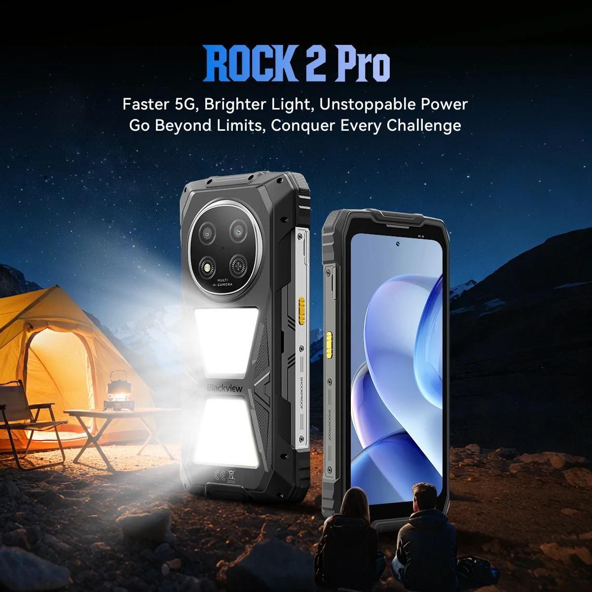 Blackview ROCK 2 Pro Rugged Smartphone Android 6.67'' 2.4K Display Ultra-long standby time 15000mAh Rugged Outdoor Smartphone