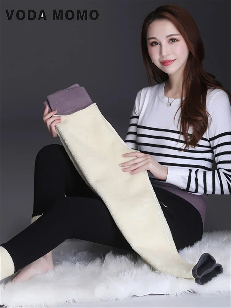 Winter Thicken Warm Leggings Thick Velvet Fleece Pants Stretchy High Waist Female Thermal Leggins Cold Resistant Pants Women