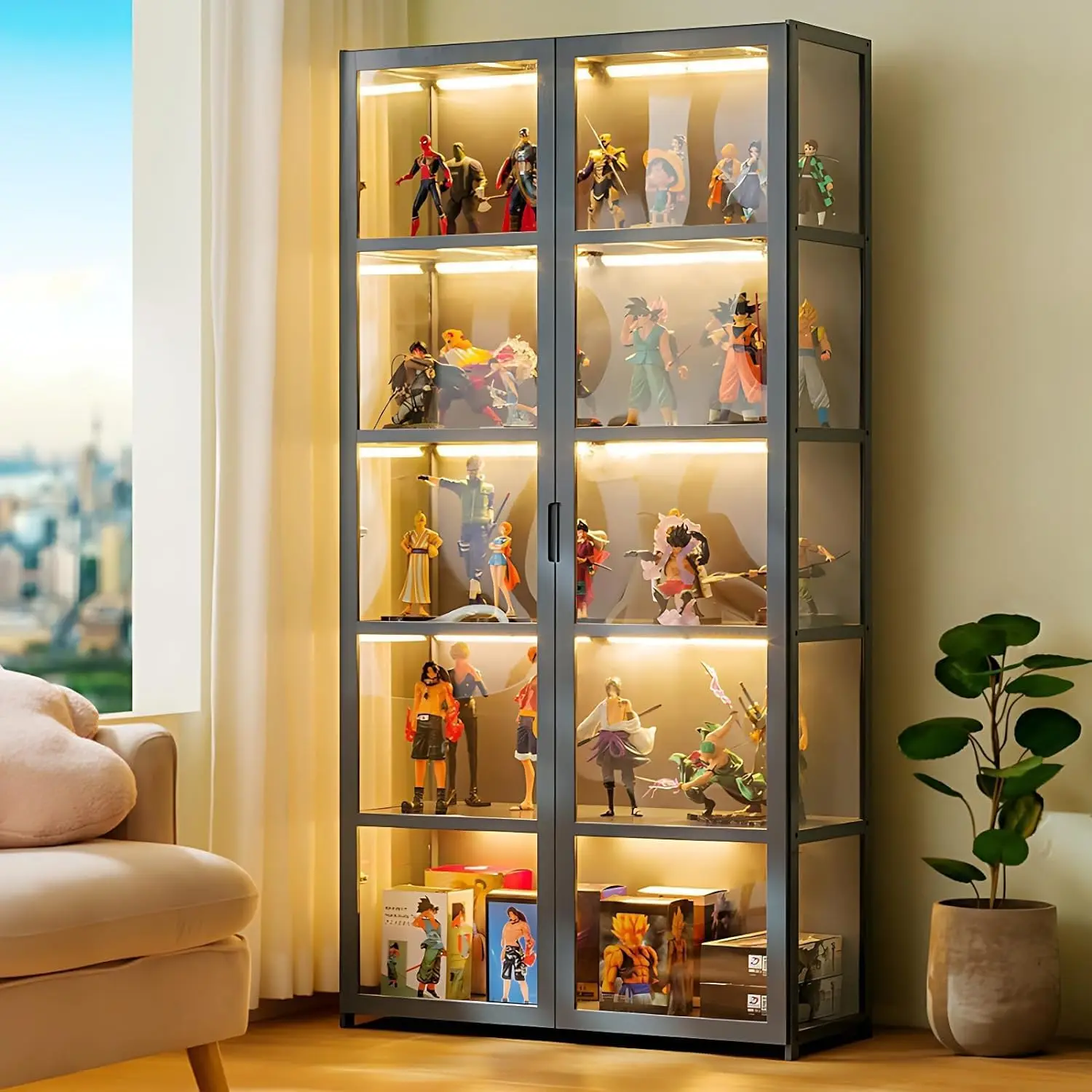 Display Cabinet, Storage Cabinet with Acrylic Glass Door, Collectibles Toy Organizers Rack & Display Shelf, Kids Bo