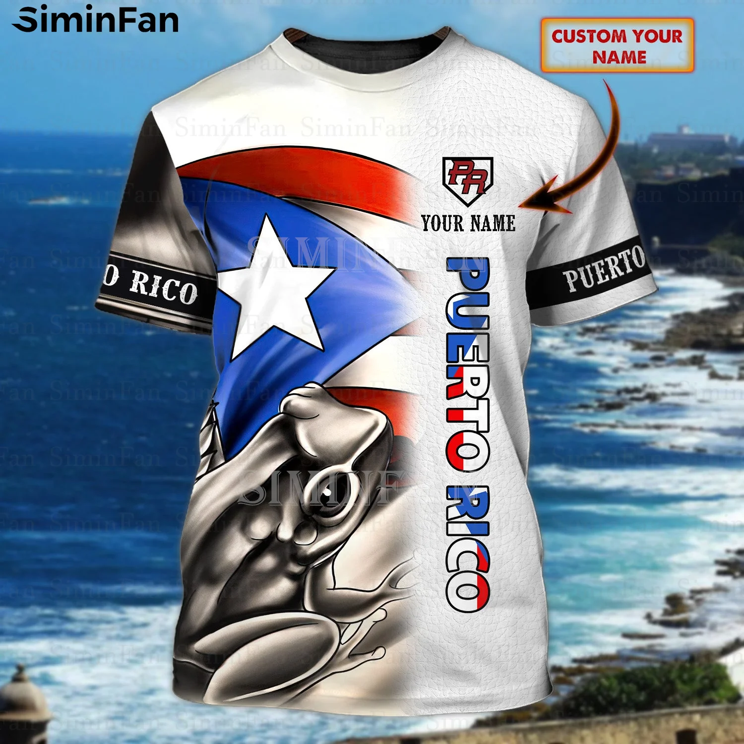 

Custom Name Puerto Rico Frog 3D Printed Mens White T-shirts Summer Tees Male Shirt Unisex Female Casual Tops Stylish Streetwear