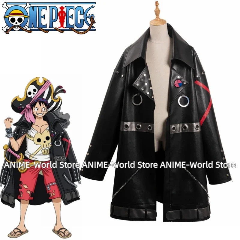 

Аниме Луффи Косплей Черное пальто из искусственной кожи Одежда Обезьяна Д. Луффи Костюмы Хэллоуин Вечеринка Театральное издание