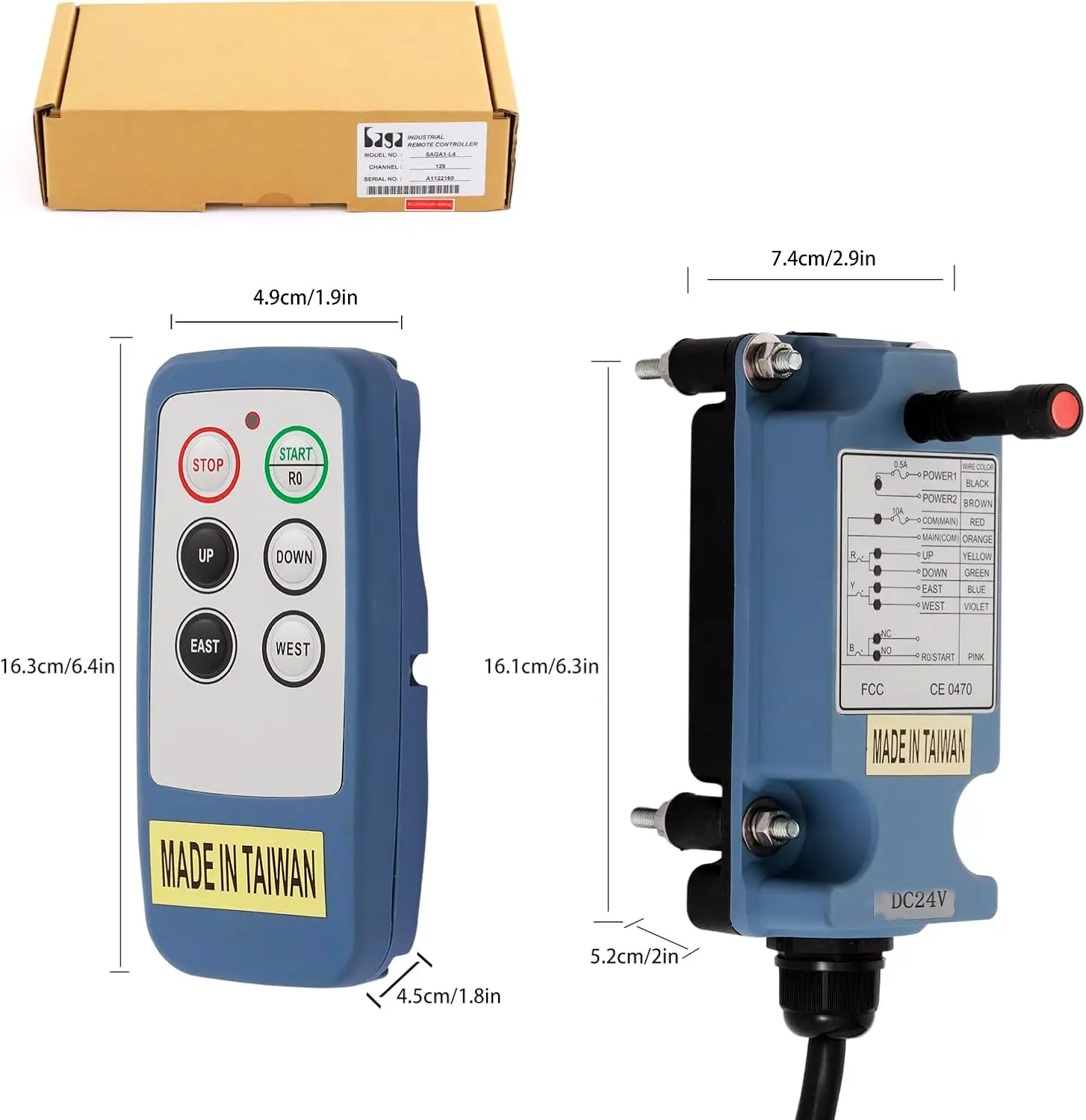 Saga-L6 4 buttons single speed Industrial Wireless Radio Crane Remote Control switches winches track Crane Controller lift