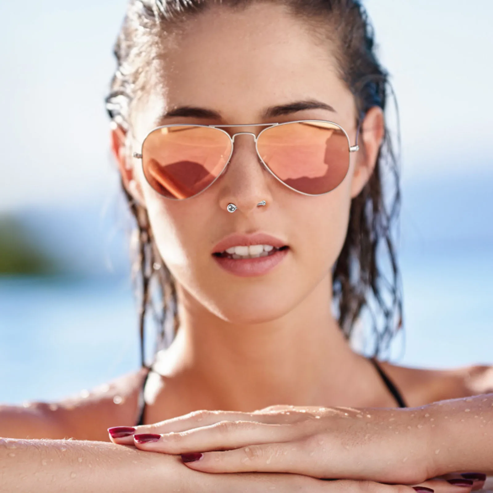 21 قطعة مجموعة حلقات الأنف من الفولاذ المقاوم للصدأ حلقات الأنف للنساء مجوهرات ثقب الجسم تصميم فريد من نوعه ثقب الموضة