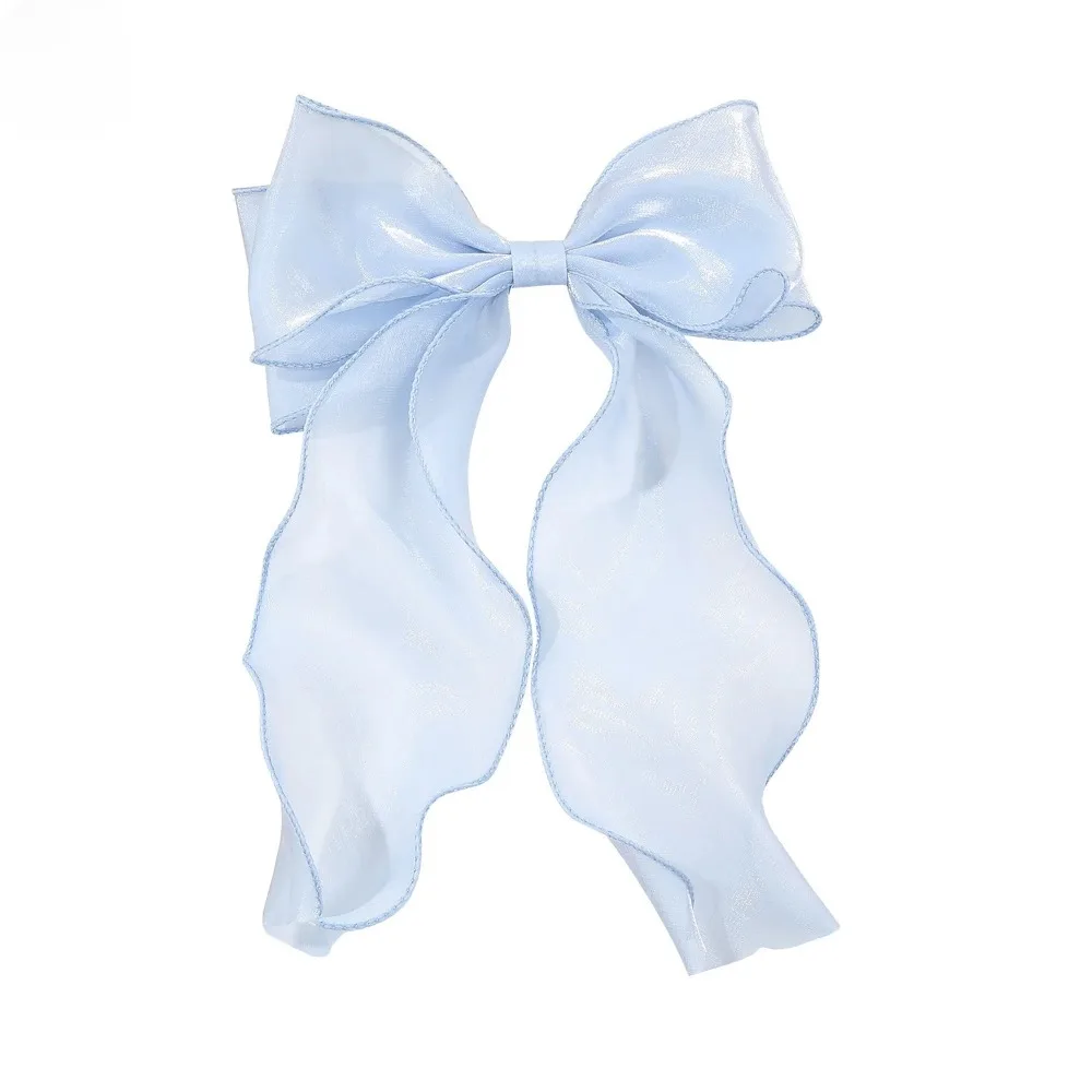 Pink Purple Chiffon Bow Hair Clip Women Large Bowknot Stain Hairpin Barrettes Girls Ponytail Clip Hair Accessories Headwear Gift