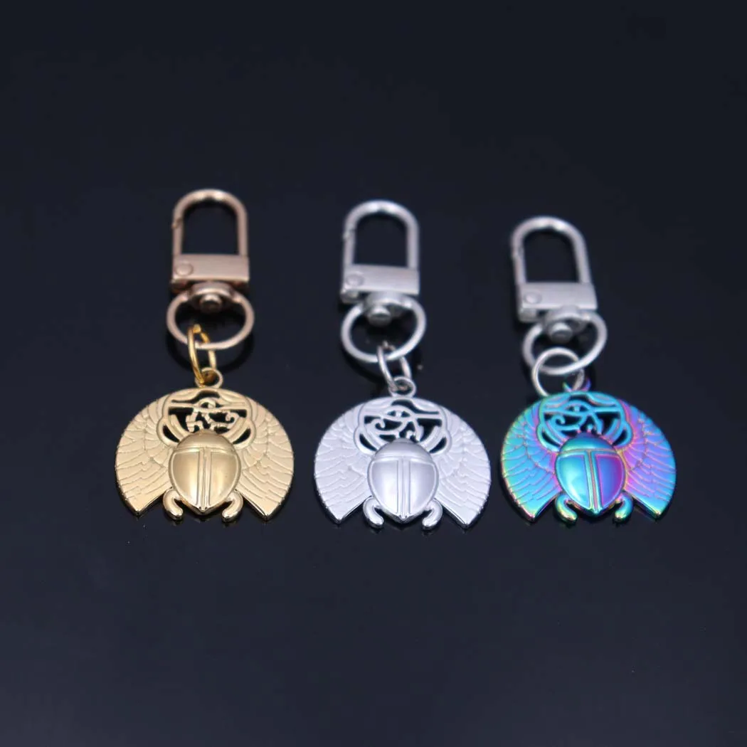 New style fashionable stainless steel insect beetle eyes pendant keychain hanger accessory for men and women's bags, car keychai