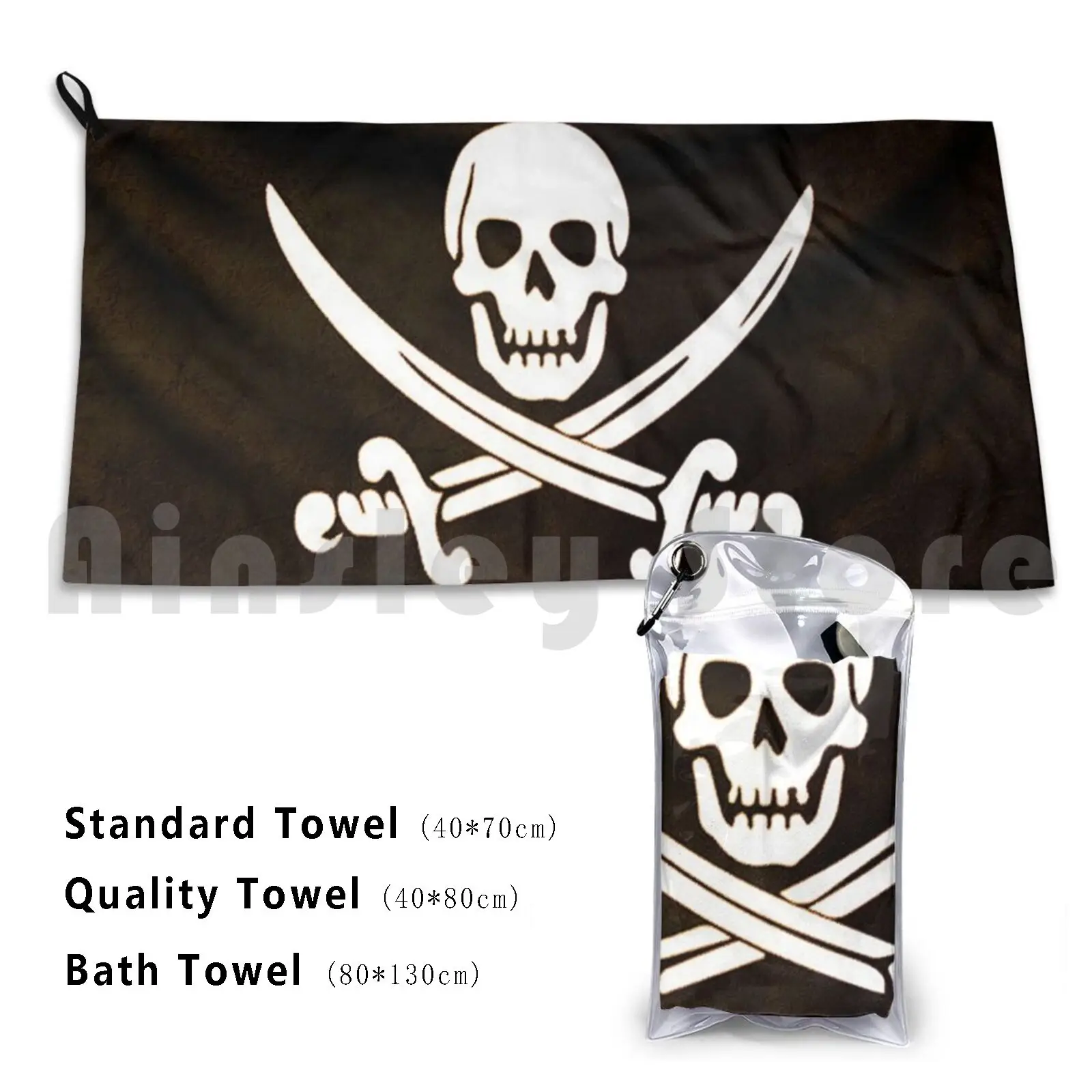 Calico Jack 2 Bath Towel Beach Cushion Calico Jack Flag Pirate Pirate Flag Cross Bones Skull