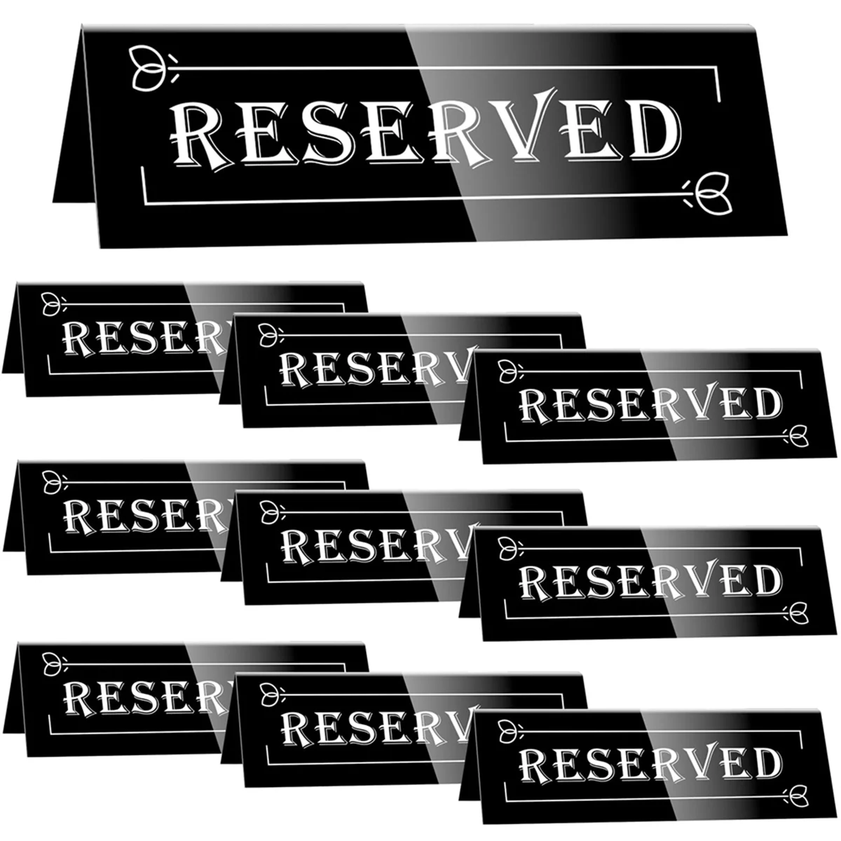 EYFL-10PCS Reserved Table Signs, Acrylic Guest Reservation Table Tents Sign, Waterproof Background Double-Sided Seat Signs