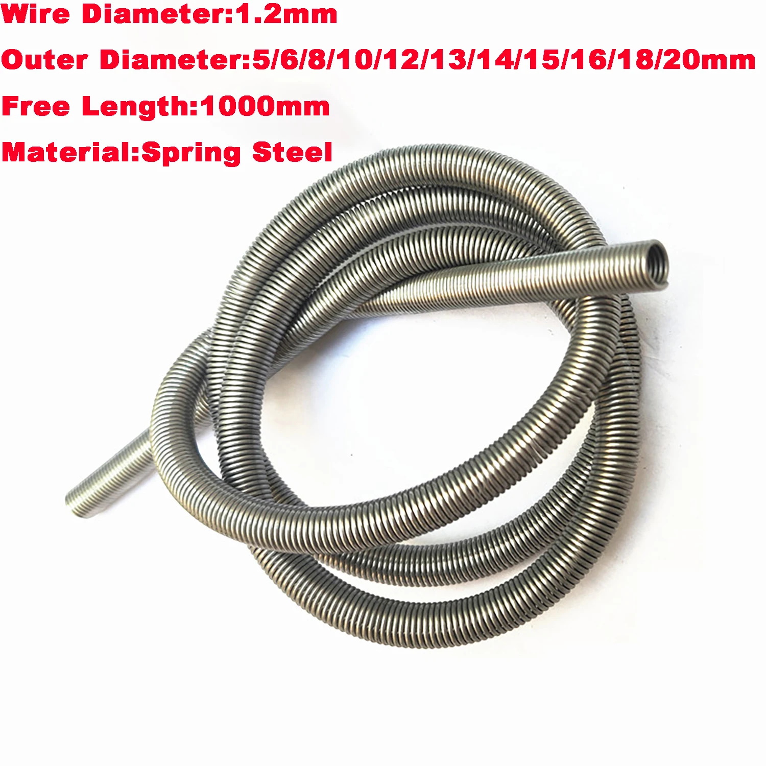 

1PCS Wire 1.2mm 1 Meter Long Coil Spring Steel Tension Spring Extension Spring Out Diameter 5mm/6mm/7mm/8mm/10mm/12mm/15mm/20mm