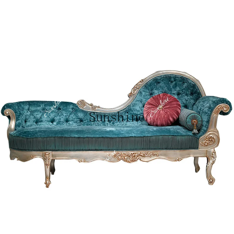 French lazy fabric sofa neoclassical concubine collapse bedroom solid wood  FT
