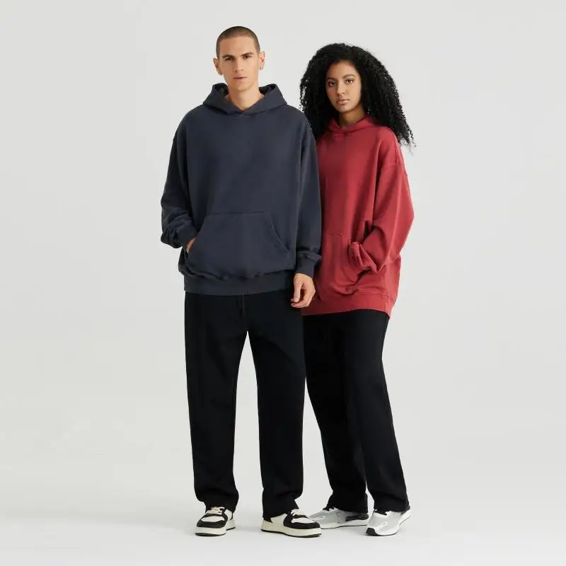 

High Quality Mens 100% Heavy Cotton Hoodies for Winter Oversized Washed Hooded Pullover No String Loose Fit Vintage Top Clothes