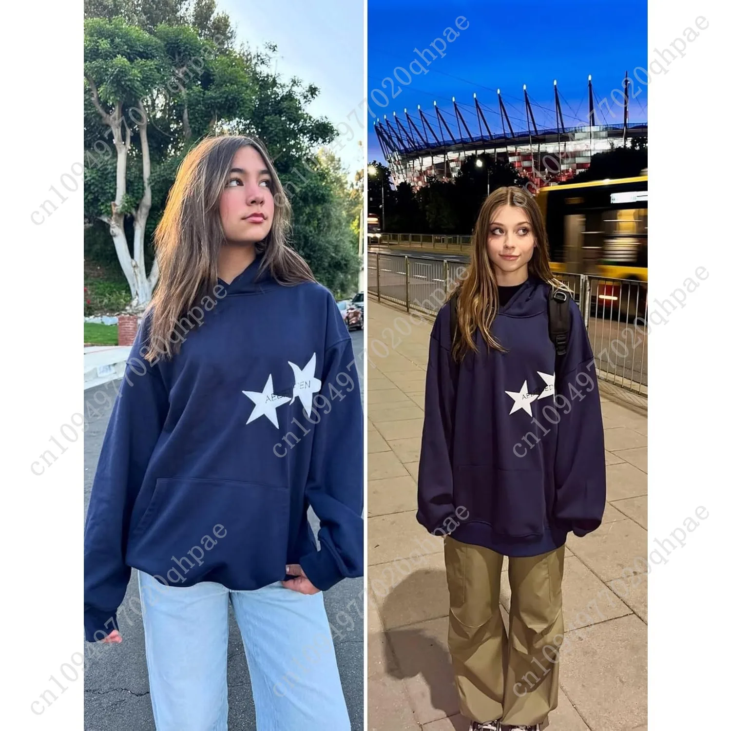 Aelfric Eden Star Hoodies Y2k Oversized Grafische Hoodies Esthetische jaren 90 Crewneck Sweatshirt Lange Mouw Pullover Tops