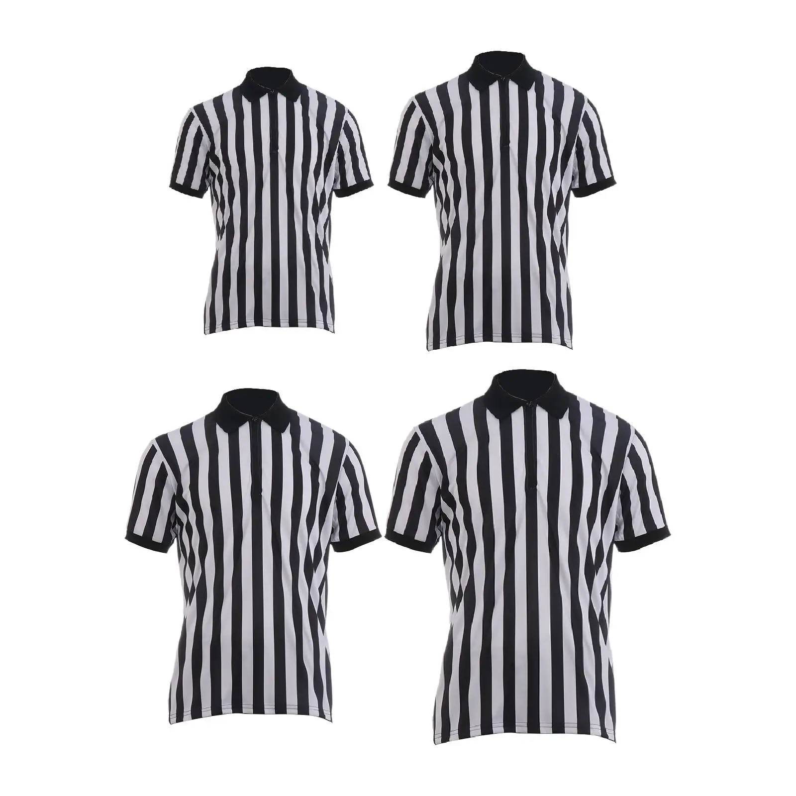 Mens Striped Referee Shirt Fashion Summer Top for Football Travel Volleyball