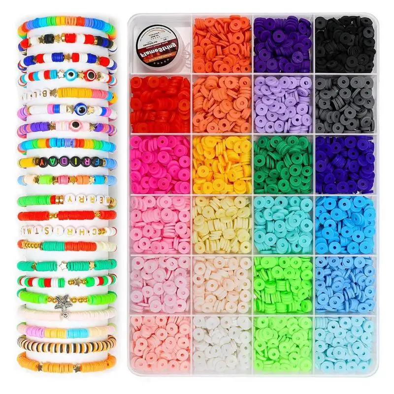 DIY Clay Beads Kit 2500pcs Bracelet Necklace Making Beads Kit Arts And Crafts Clay Beads For Earrings Anklets Bracelets