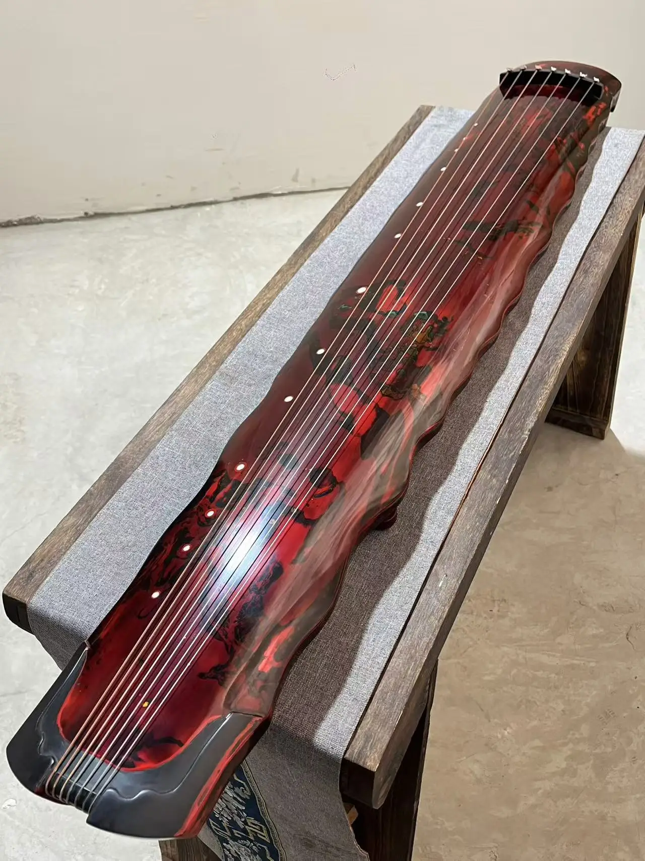 

Guqin Sunset style China fir Cinnabar red raw lacquer Chinese string instruments