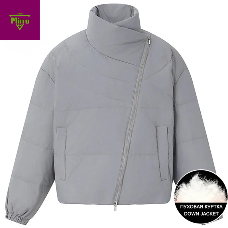 

85% White Duck Down Jackets Men Winter Thicken Warm Puffer Jackets Fashion Diagonal Zipper Padded Parkas Coats Outwear