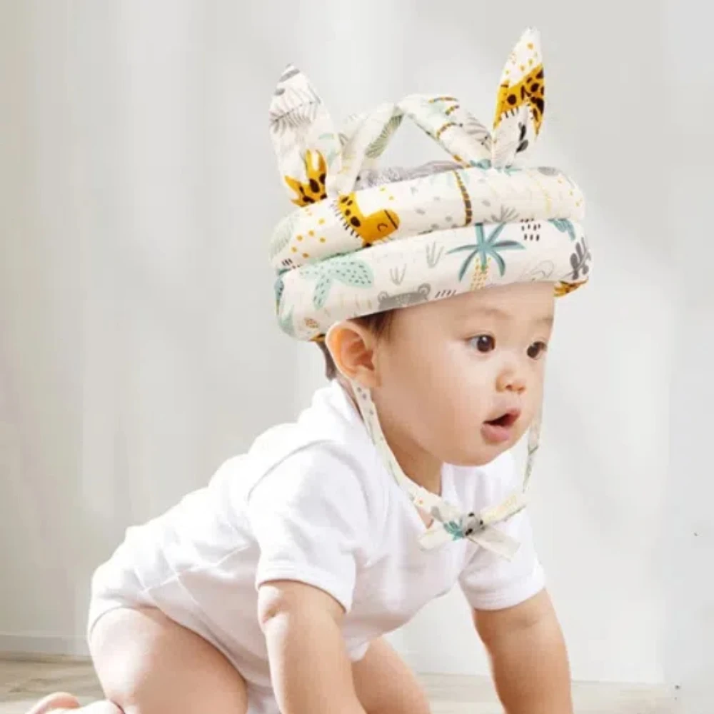 

Cute Breathable Toddler Protective Headgear Adjustable Safe Anti-fall Helmet Dinosaur Pattern Cotton Baby Hat Gift