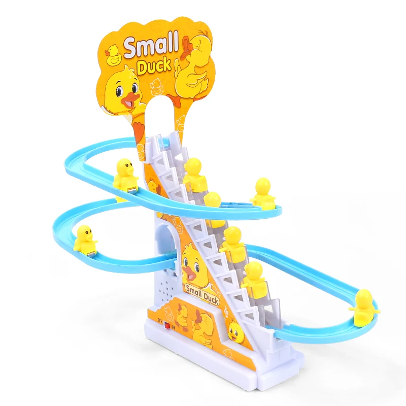 Electric Duck Track Slide Toys Boy Girls Funny Climbing Stairs Educational Toy Musical Roller Coaster Baby Toy for Children Kids