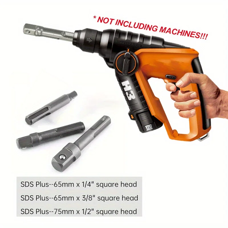 4pcs SDS Socket Adapter Hex Shank Screwdriver Adapter Converter 3/8" 1/4" 1/2" Impact Hammer Socket Connector Adapter