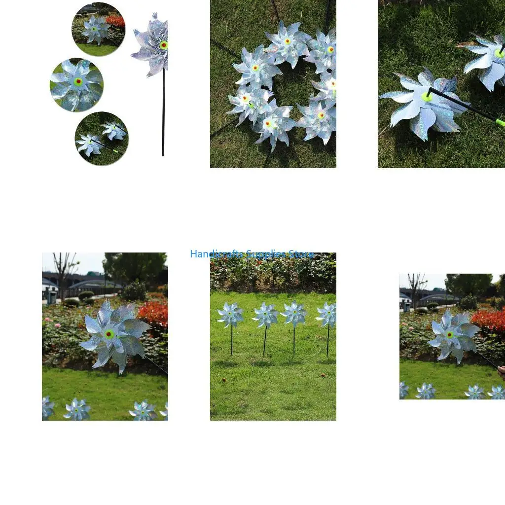 R1WA Bird-Scaring Wind Spinner Children Kids Easy Installation Garden Yard Rotating Lasering Windmill